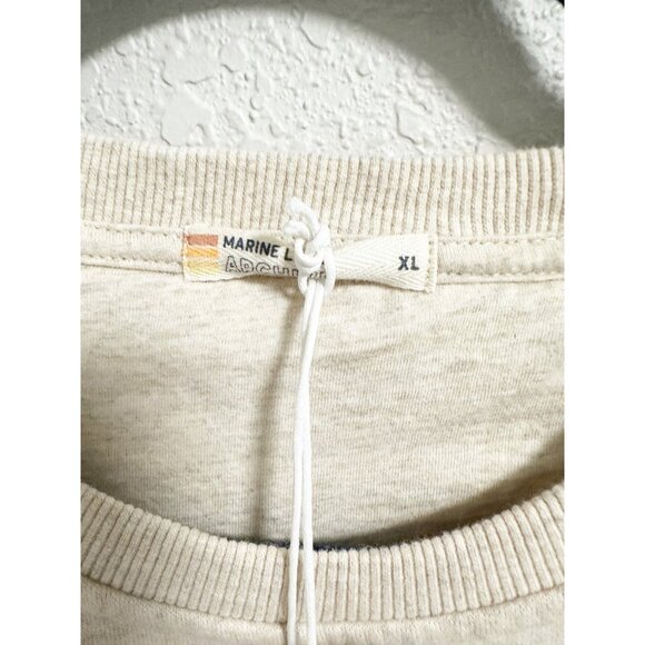 Marine Layer Archive Summit Sweatshirt Wave Striped Antique White Extra Large - Picture 7 of 8